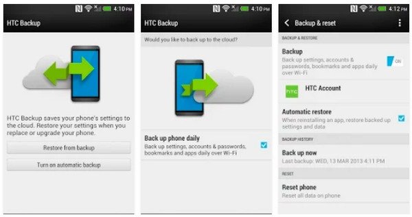 Backup de HTC com o HTC Backup