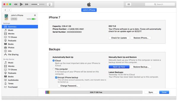 Az iPad biztonsági mentése az iTunes-hoz