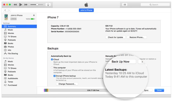 Backup iPhone to Computer with iTunes