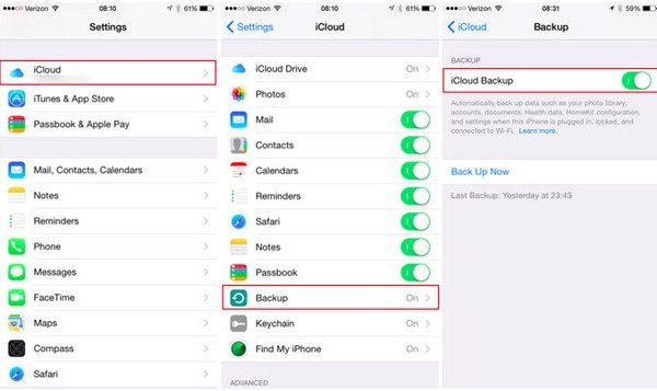 Maak een back-up van de iPhone naar Mac met iCloud