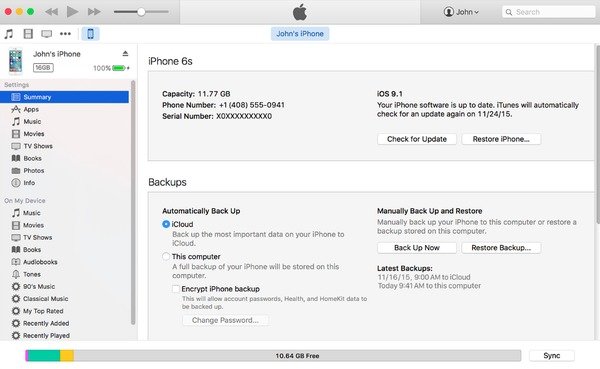 Backup iPhone to  Mac