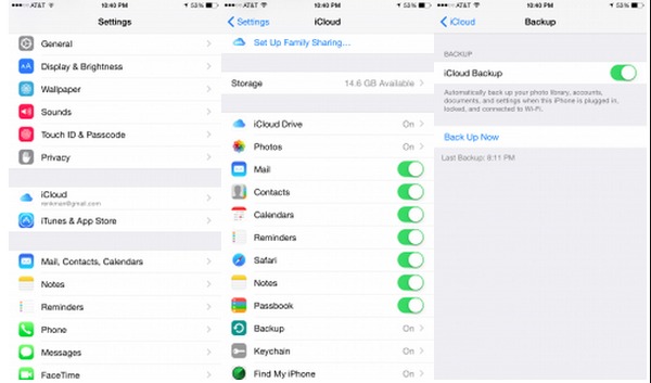 Backup iPhone med iCloud