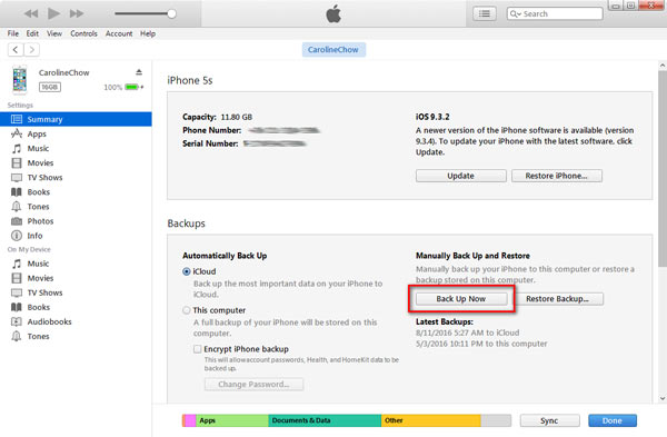 Backup with iTunes