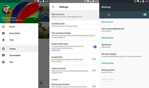 Backup di foto e video dal telefono a Google