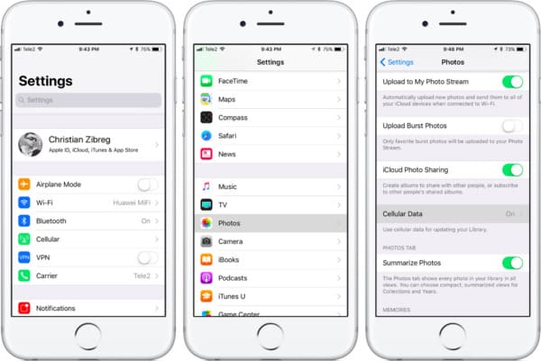 Säkerhetskopiera bilder från iPhone till iCloud