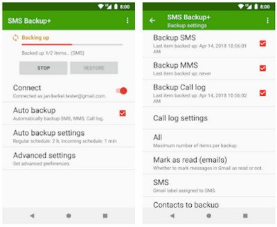 Back-up sms op Android