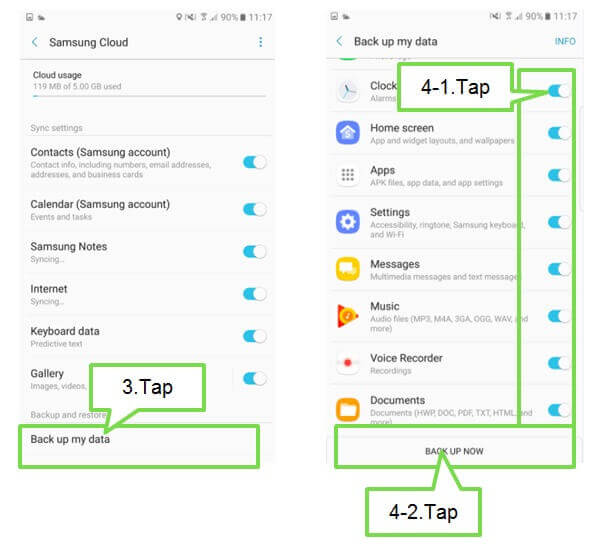 Sichern und Wiederherstellen von Samsung-Daten in der Cloud