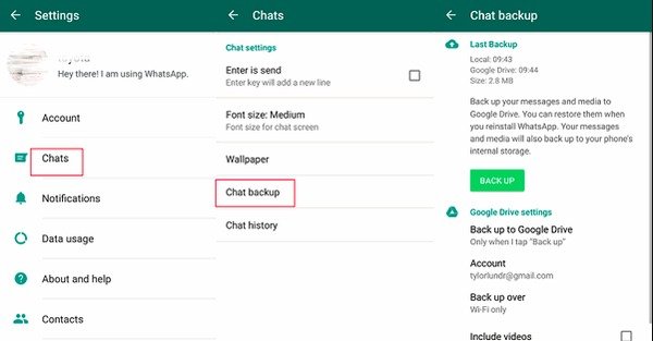 Kopiuj WhatsApp na Dysk Google