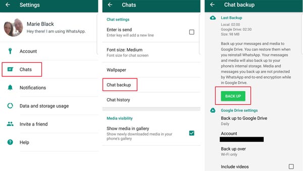 Резервное копирование WhatsApp вручную