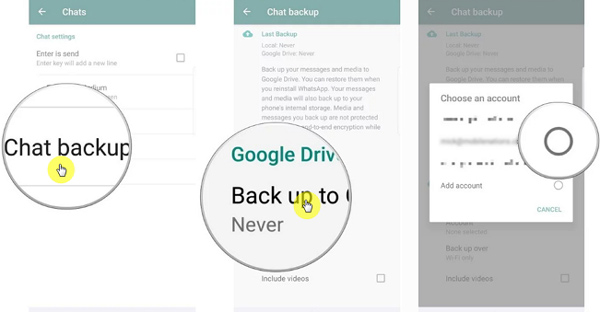Säkerhetskopiera Whatsapp till Google Drive