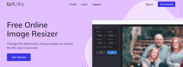 Befunky Redimensionador de imágenes en línea gratuito