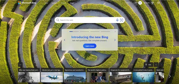 Bing kezdőlap