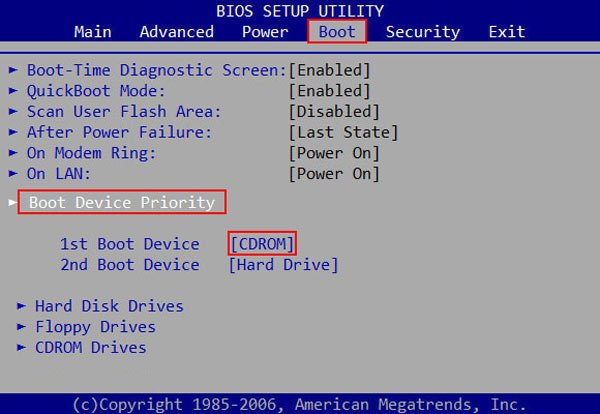 Démarrage bios