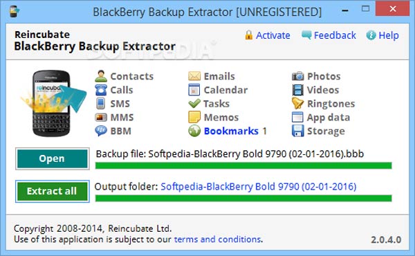 Extracteur de sauvegarde BlackBerry