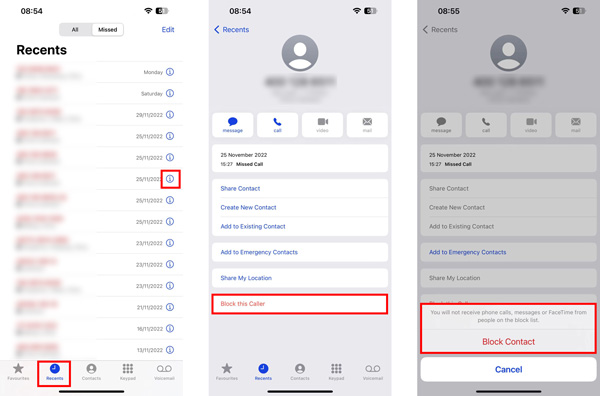 Blockera kontaktspamsamtal på iPhone