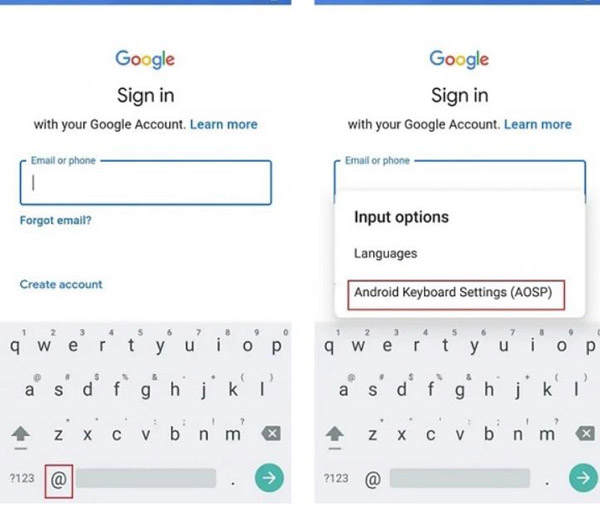 Contourner FRP par les paramètres du clavier Google