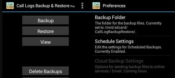 Opkaldslister Backup og gendannelse APK