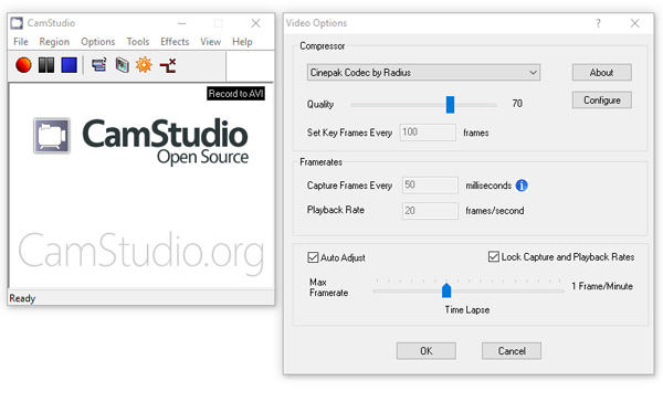 Interface Camstudio