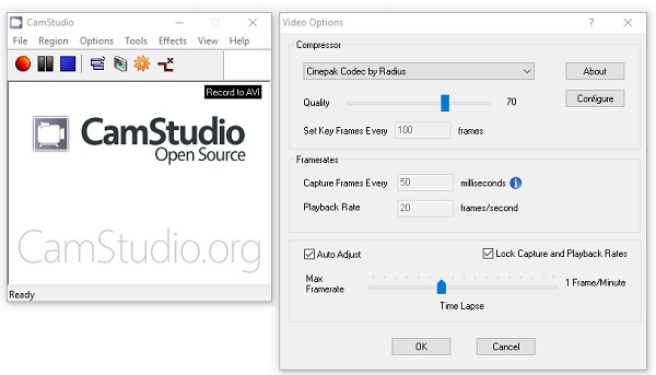 Screenshot aplikace Camstudio