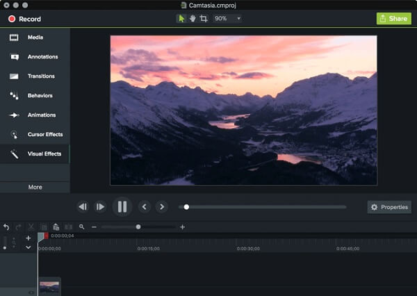 Camtasia-videon editointiresurssit