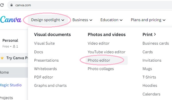 Editor di foto Sportlight di Canva Design