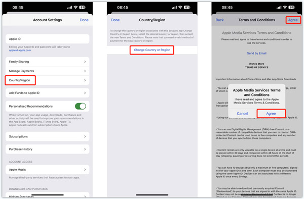 Changer la région du pays sur un iPhone