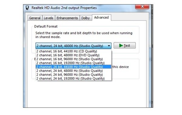 Changer le format sonore par défaut