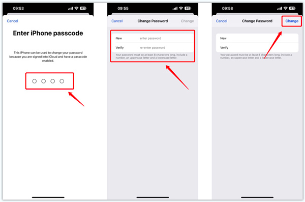 iPhoneのiCloudパスワードを変更する