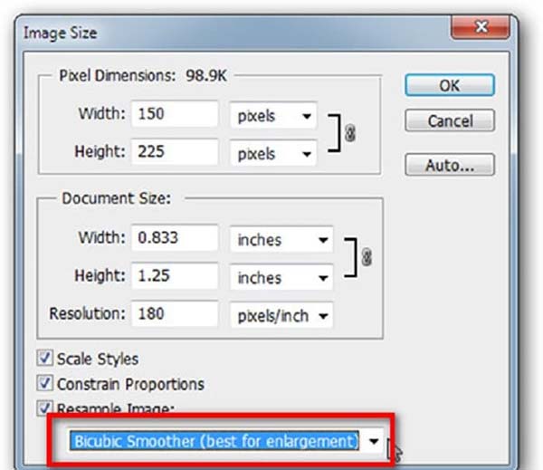 Modifier l'image de rééchantillonnage