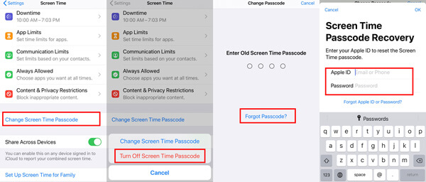 Изменить пароль для экранного времени на iPhone