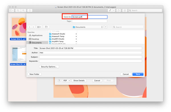 Changer tiff en PDF sur Mac