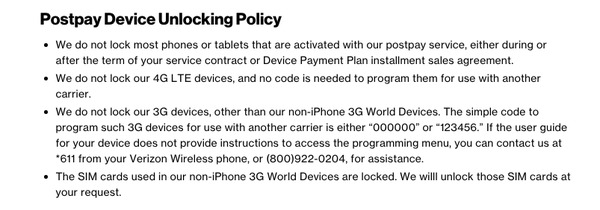 解鎖Verizon iPhone的清單