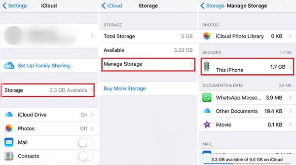 Verificar backups do iCloud