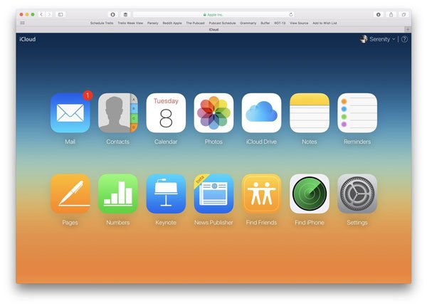 Проверьте хранилище iCloud через браузер