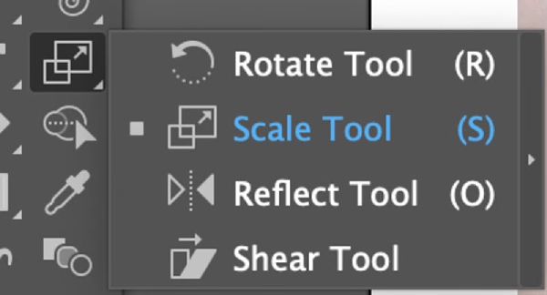 Välj Skalverktyg Adobe Illustrator