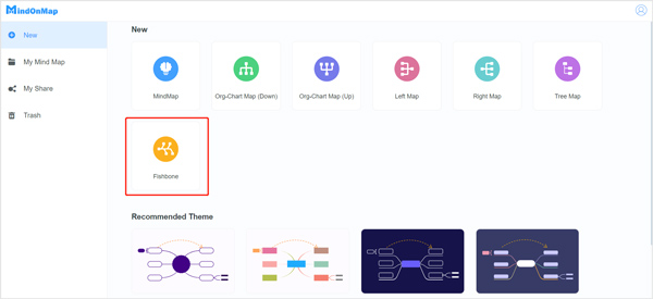 Выберите создание диаграммы «рыбья кость» MindOnMap