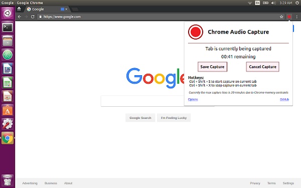 Capture audio Chrome