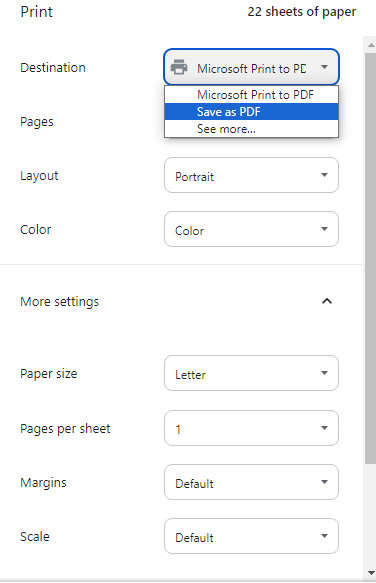 Chrome Enregistrer sous pdf