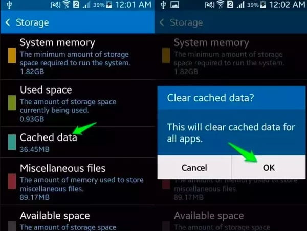 Rensa alla cachade data Android