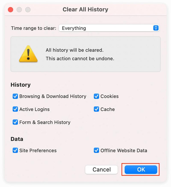 Rensa all Firefox-historik Mac
