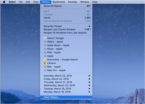 Effacer le cache du navigateur Safari Mac