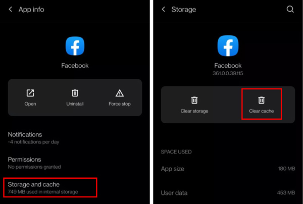 Limpar o cache do Facebook no telefone Android