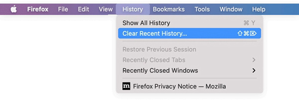 Очистить историю Firefox на Mac