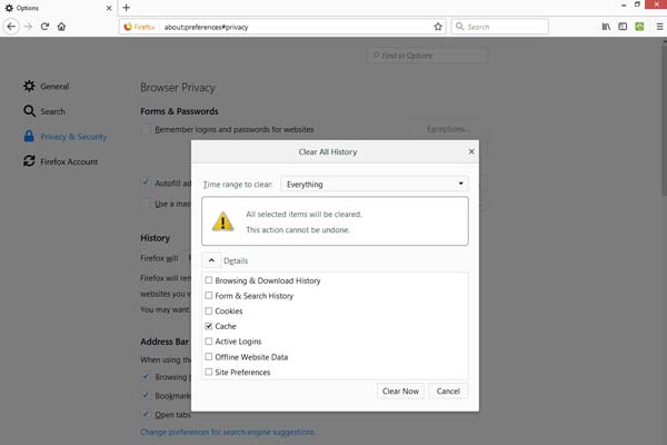 Fjern Firefox-historikk