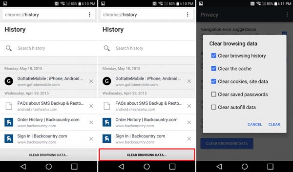 Clear History on Android