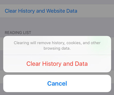 Clear history data