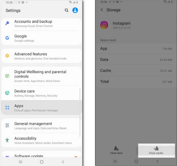Clear instagram cache Android