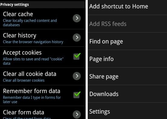 clear internet history on android phone