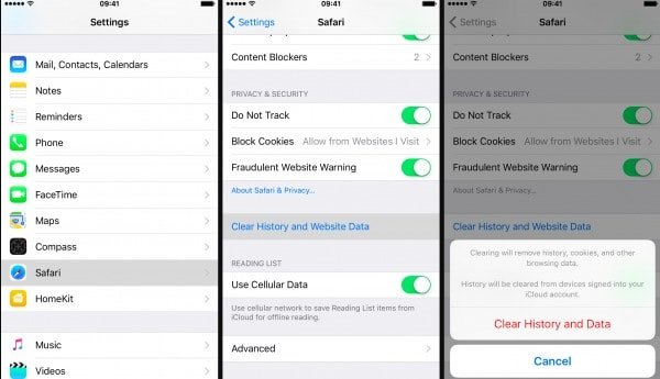 Clear Safari Cookies iPhone iPad