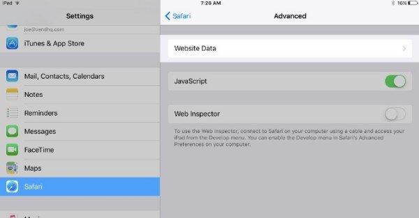 Wis Safari-websitegegevens